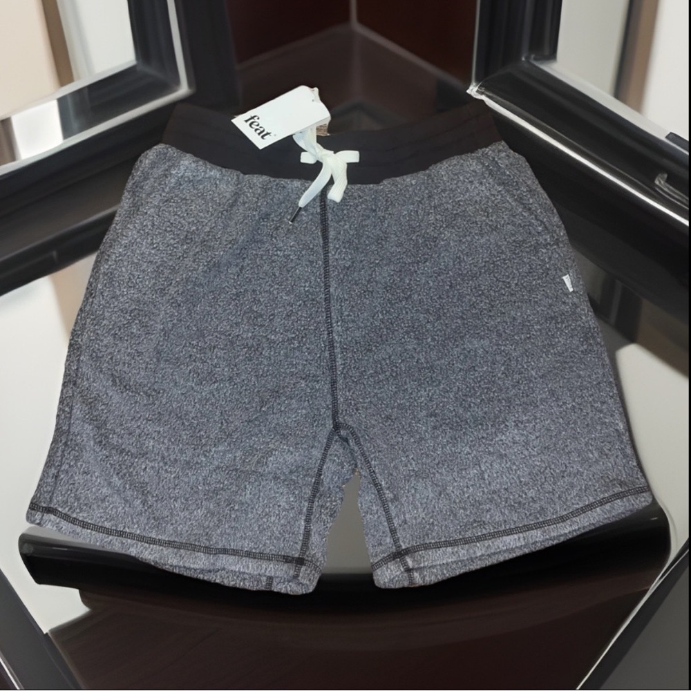 FEAT. Mens Athletic Fit Blanket Blend Soft Back Pocket Has Zipper Lounge Shorts-